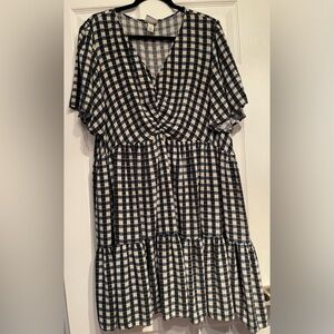 Ava & Viv Black, Blue, and Cream Plaid Midi Dress